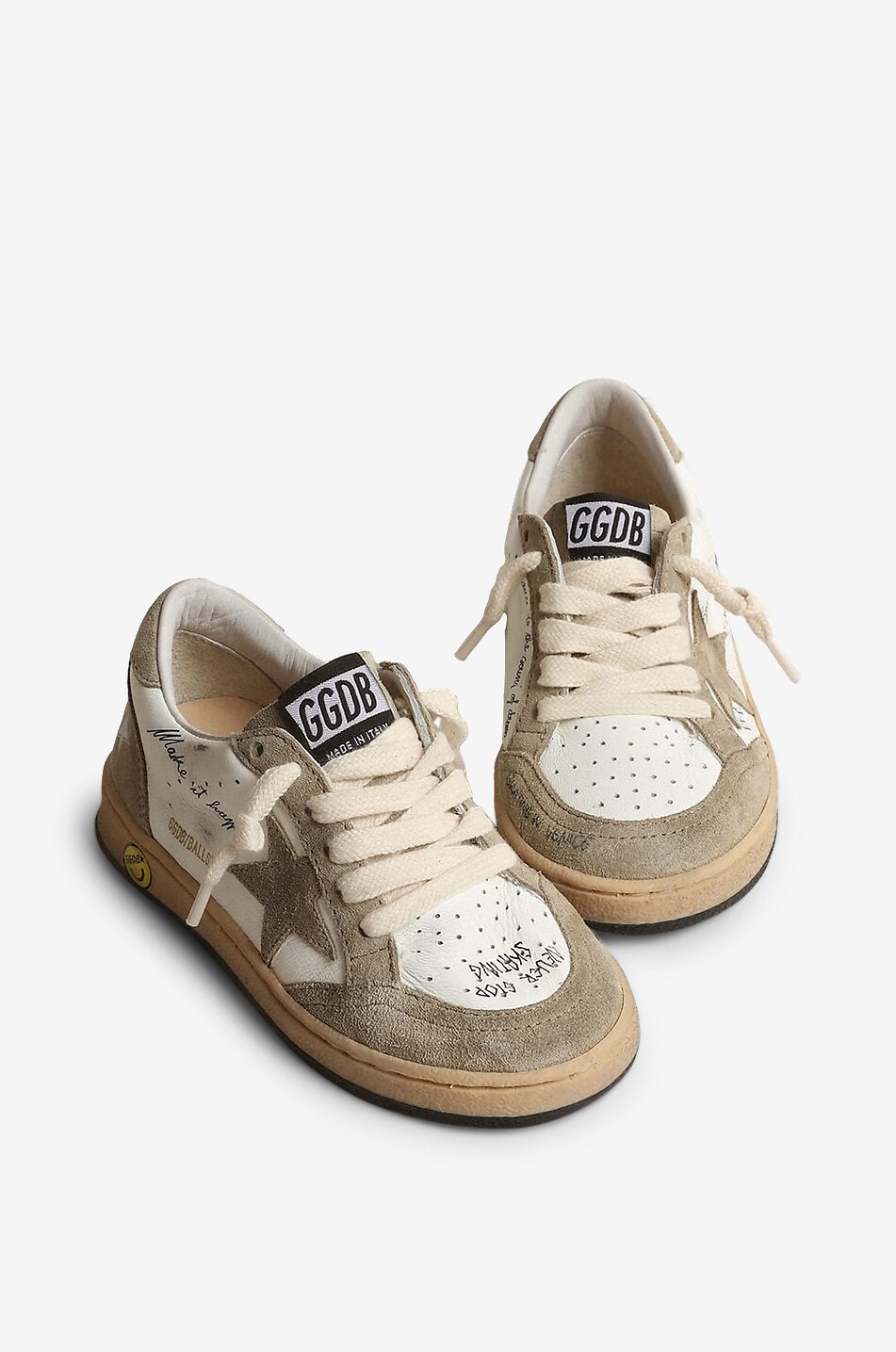 GOLDEN GOOSE Ballstar leather and suede low-top boys' trainers Boy DARK GREY 2