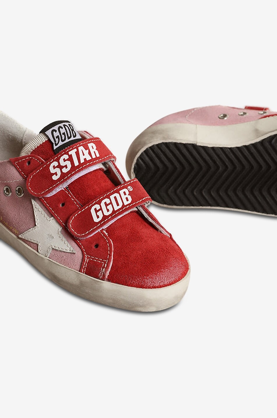 GOLDEN GOOSE Old School suede low-top trainers with distressed finish Girl PINK 3