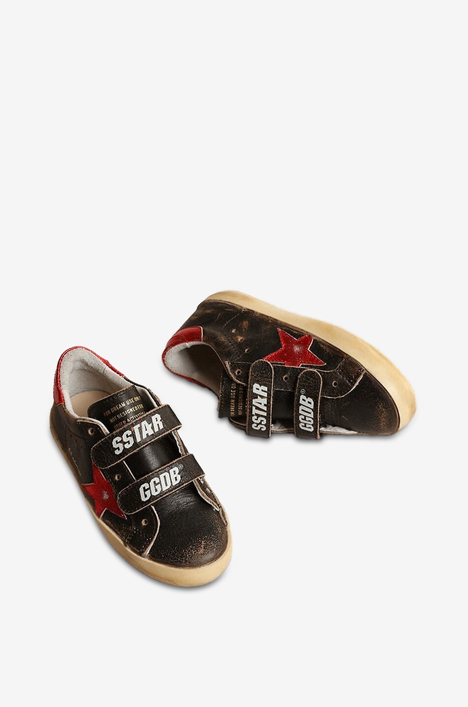 GOLDEN GOOSE Old School distressed leather low-top girl's trainers Girl BROWN 2