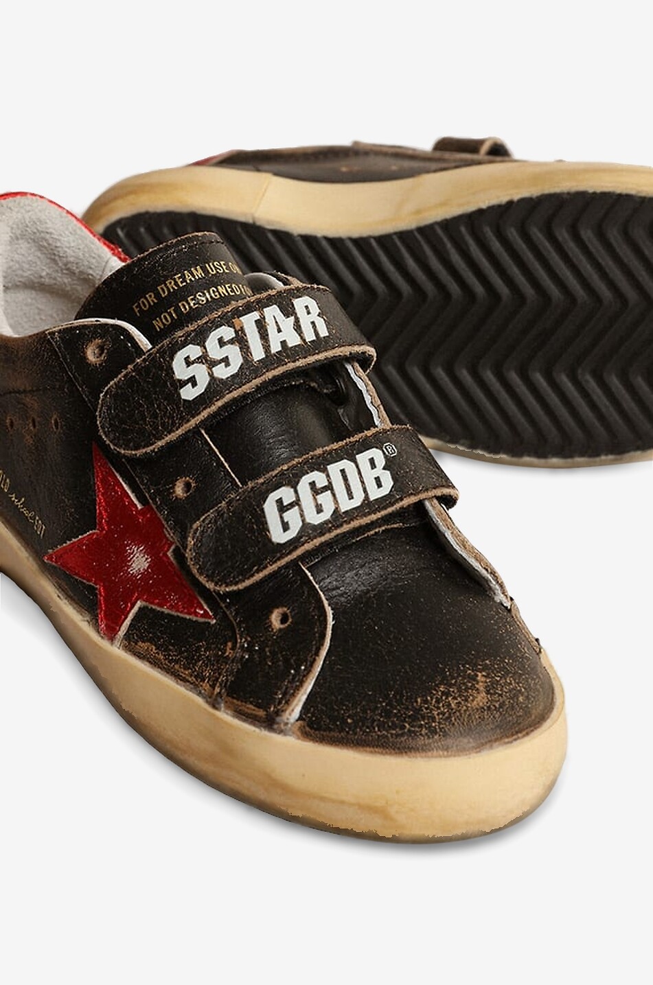 GOLDEN GOOSE Old School distressed leather low-top girl's trainers Girl BROWN 3