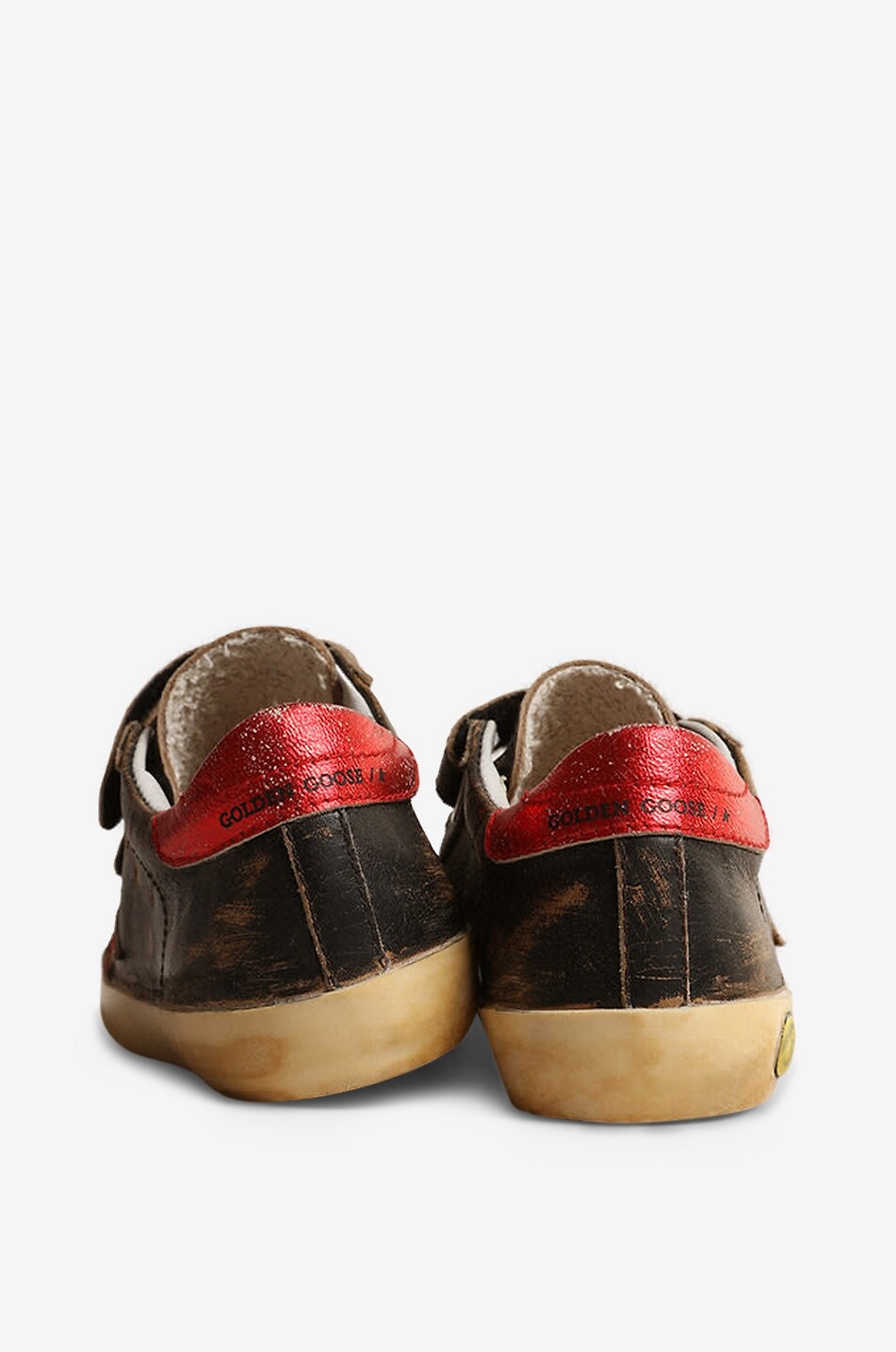 GOLDEN GOOSE Old School distressed leather low-top girl's trainers Girl BROWN 4