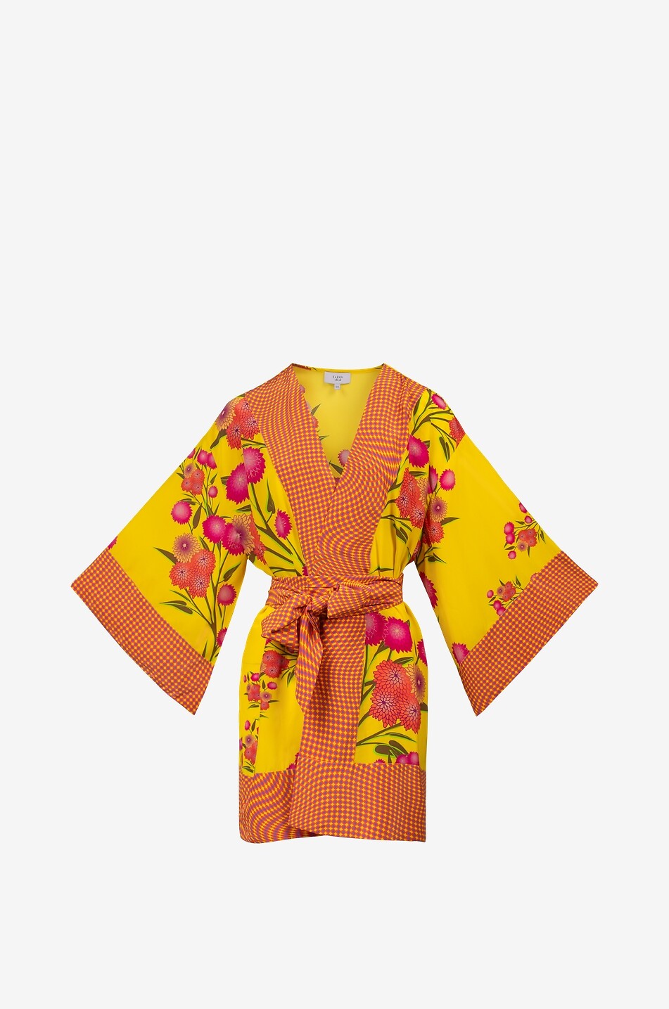 Osaka silk short long-sleeved nightdress