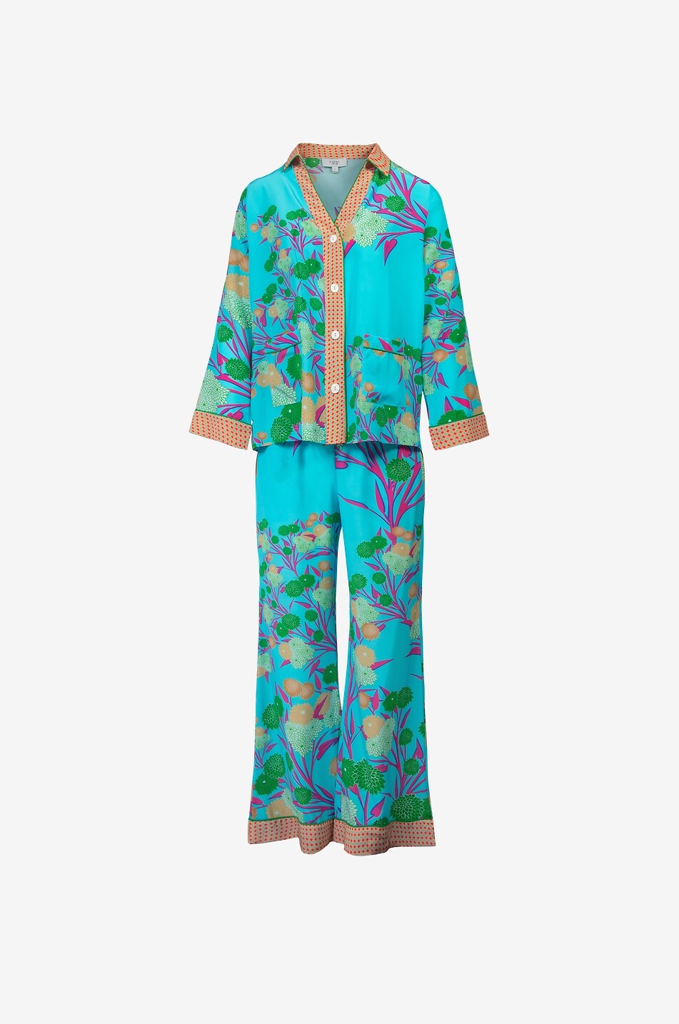 Tokyo printed silk V-neck pyjamas