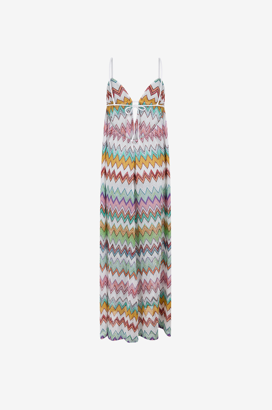 MISSONI Long-sleeved V-neck chevron knit maxi dress Women MULTI COLOURED 2