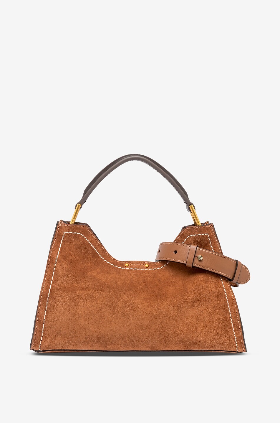 GIANNI CHIARINI Handtasche aus Wildleder mit Steppnähten Aurora Medium Damen MITTELBRAUN 1