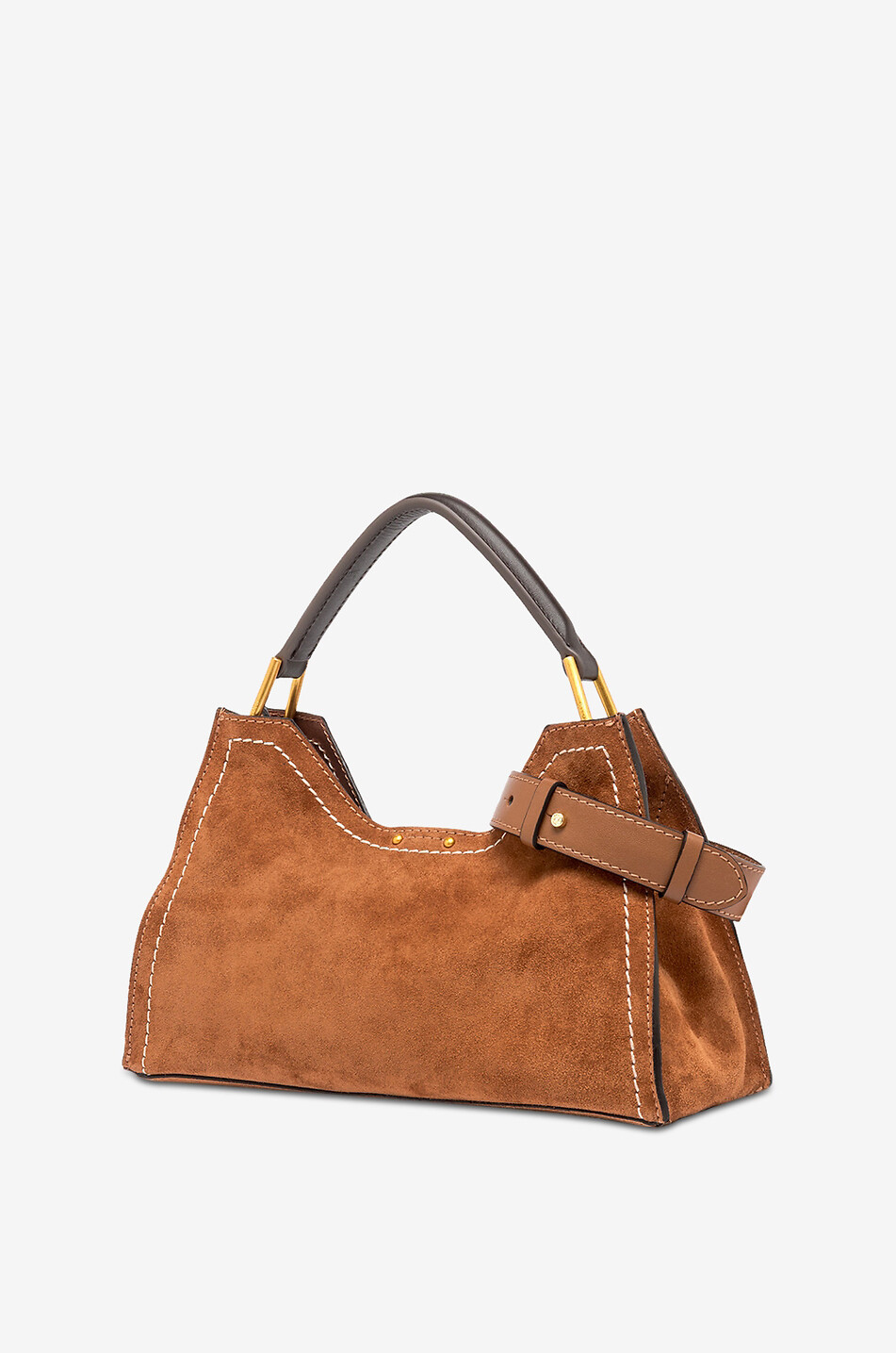 GIANNI CHIARINI Handtasche aus Wildleder mit Steppnähten Aurora Medium Damen MITTELBRAUN 4