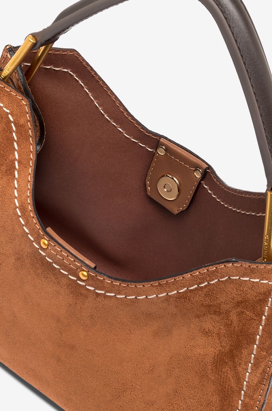 GIANNI CHIARINI Handtasche aus Wildleder mit Steppnähten Aurora Medium Damen MITTELBRAUN 5