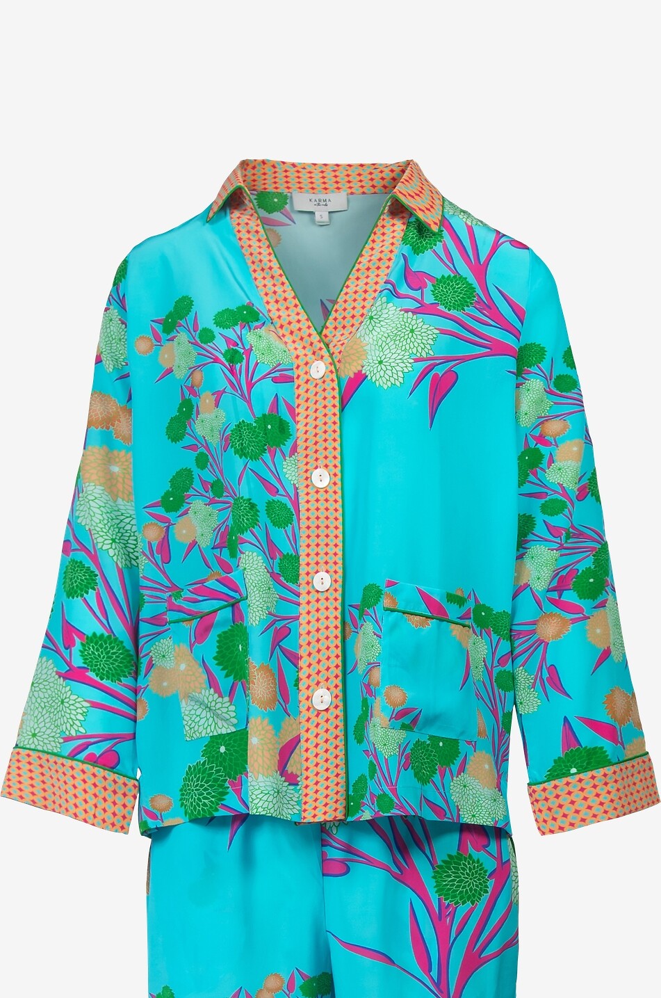 KARMA ON THE ROCKS Tokyo printed silk V-neck pyjamas Women MULTI COLOURED 2