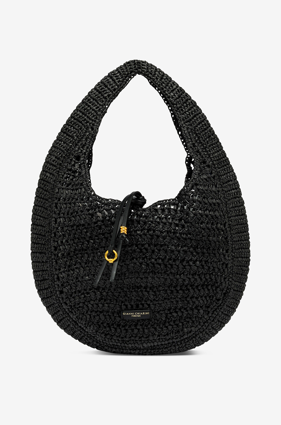 Néfeli rounded raffia handbag