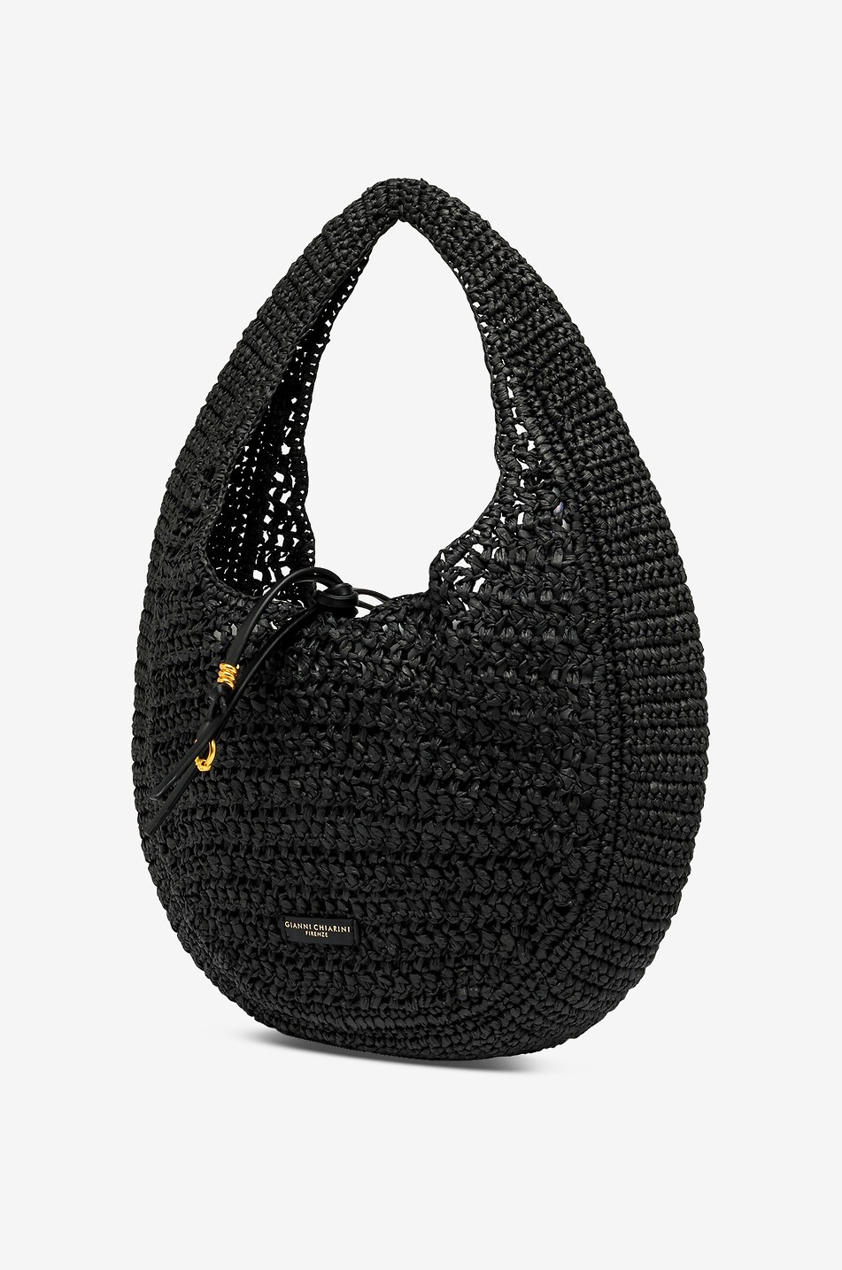 GIANNI CHIARINI Néfeli rounded raffia handbag Women BLACK 3