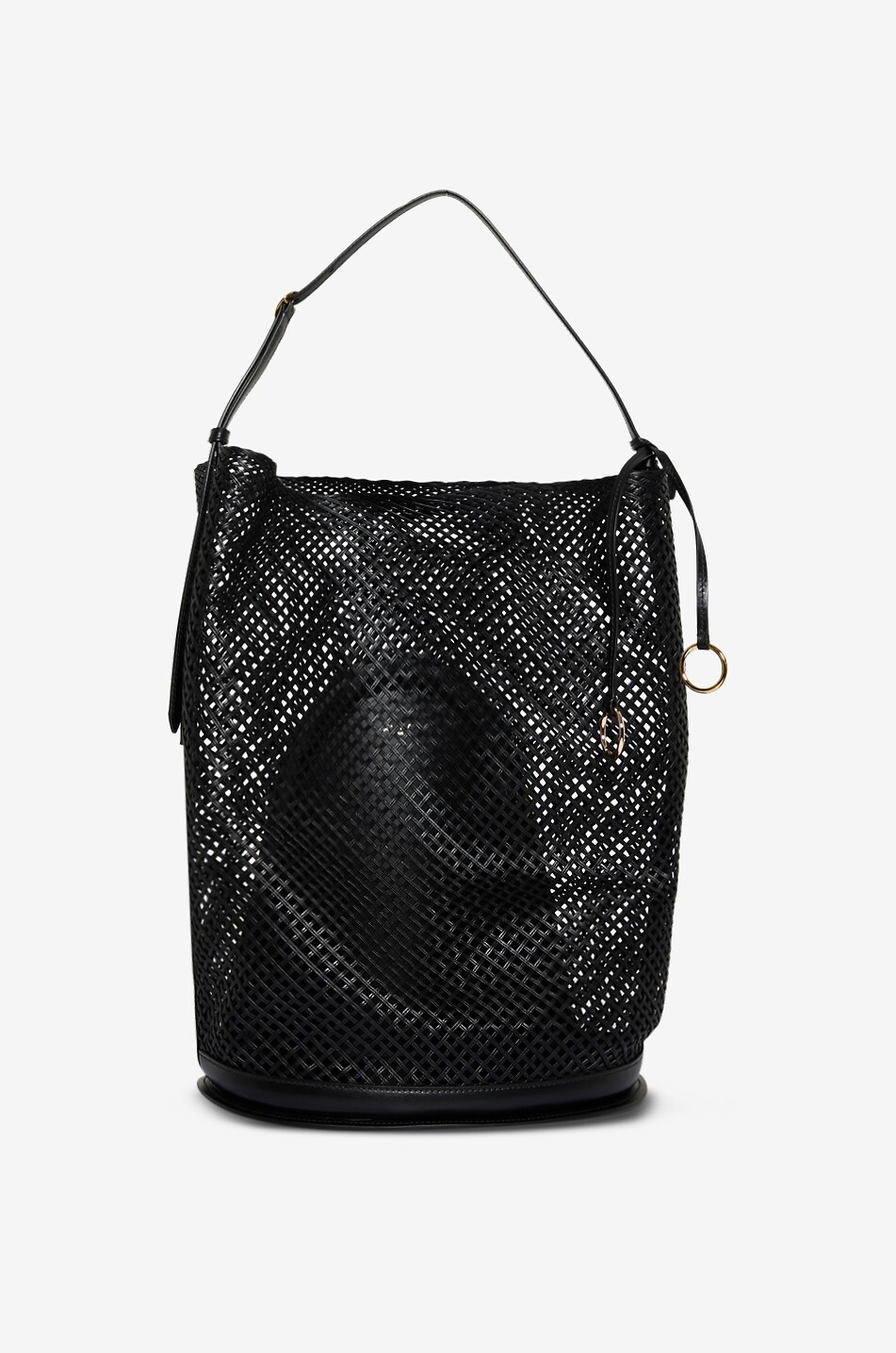 Hip Bucket Large woven leather bucket bag