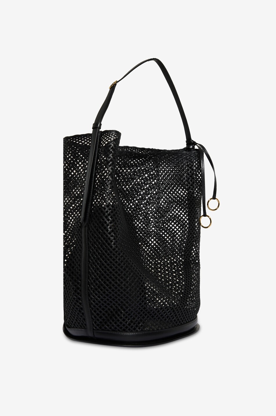 ALAÏA Hip Bucket Large woven leather bucket bag Women BLACK 2