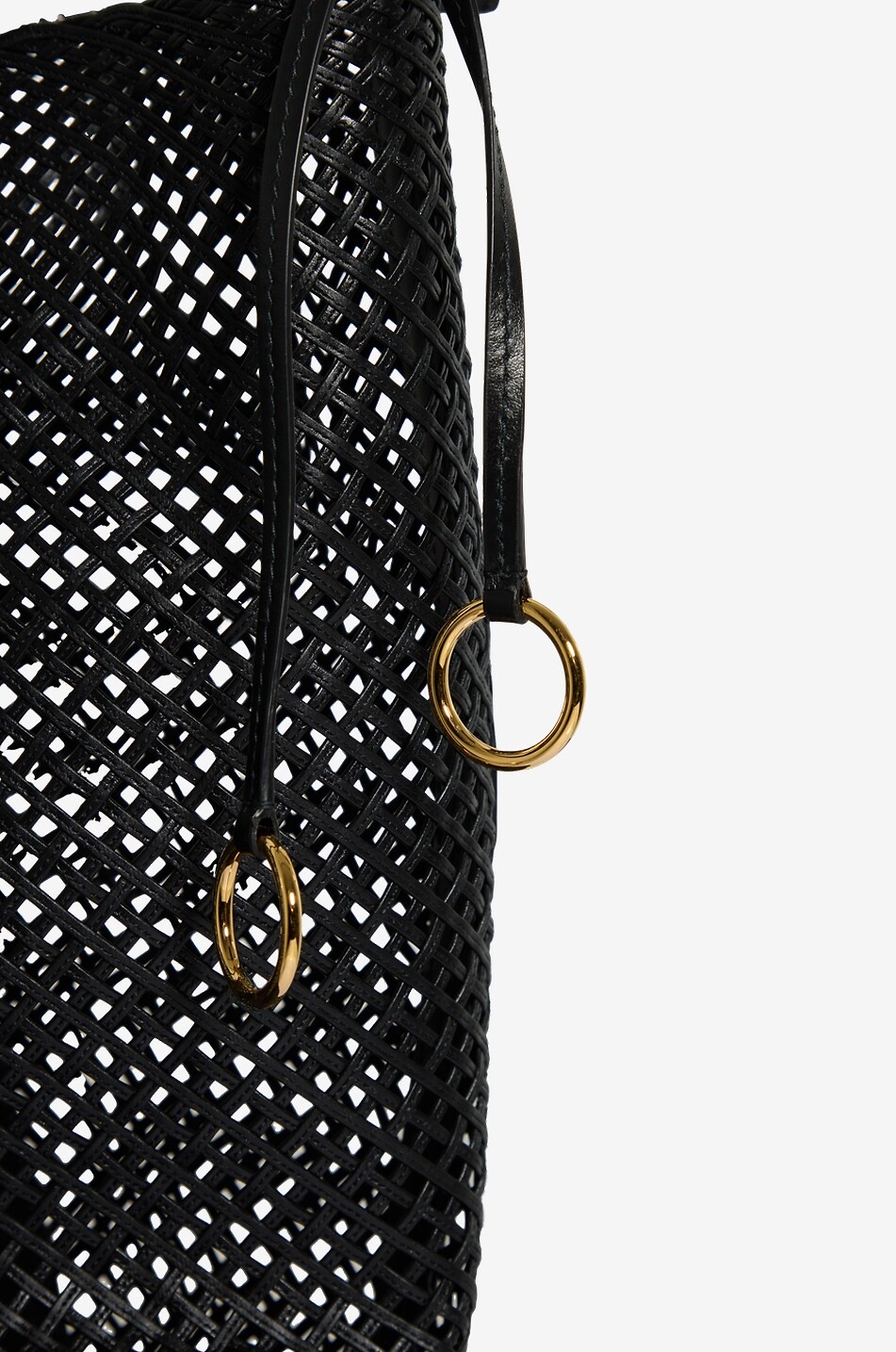 ALAÏA Hip Bucket Large woven leather bucket bag Women BLACK 6