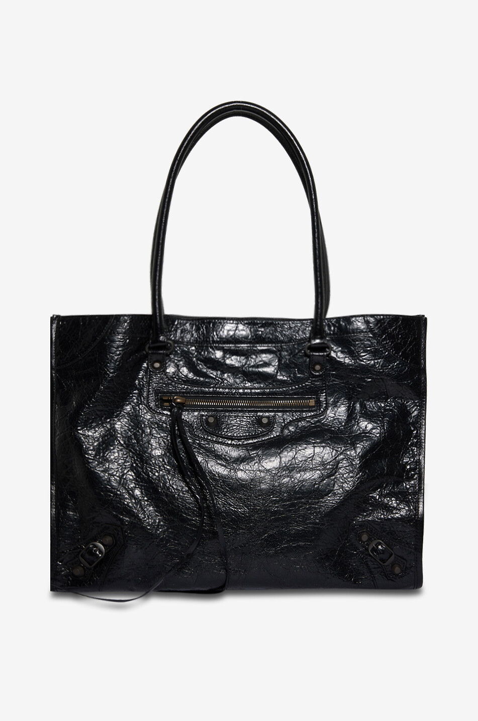 BALENCIAGA Handtasche aus geknittertem Leder Le City Damen SCHWARZ 1