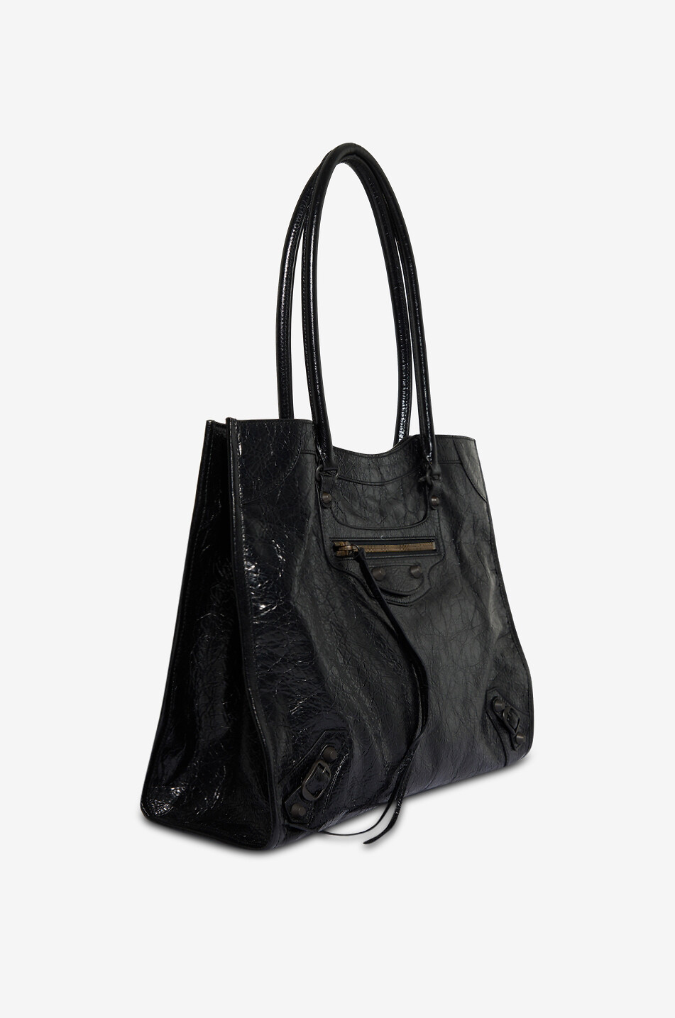 BALENCIAGA Handtasche aus geknittertem Leder Le City Damen SCHWARZ 2