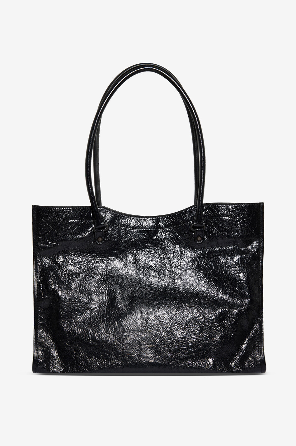 BALENCIAGA Handtasche aus geknittertem Leder Le City Damen SCHWARZ 3