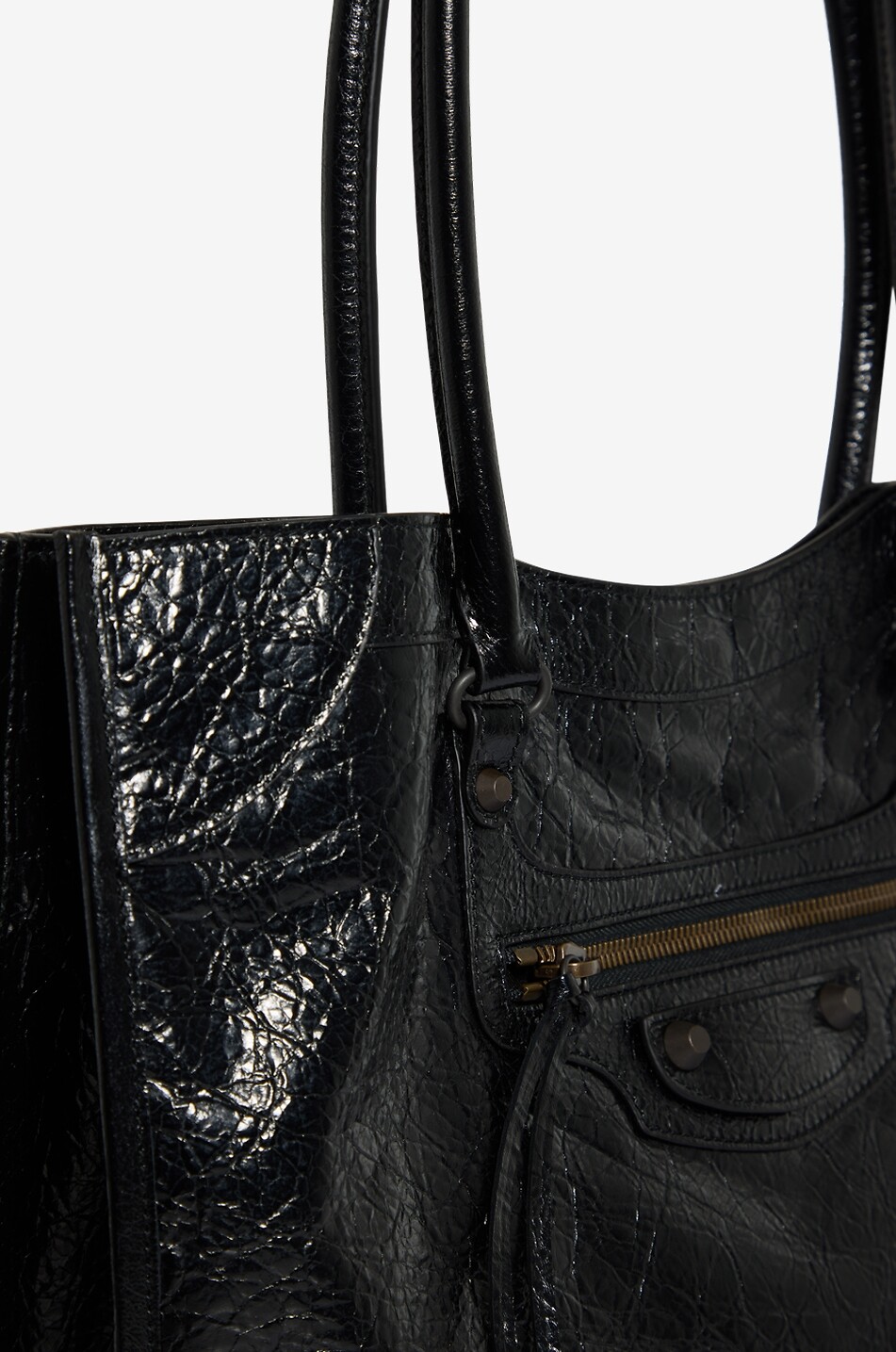 BALENCIAGA Handtasche aus geknittertem Leder Le City Damen SCHWARZ 5