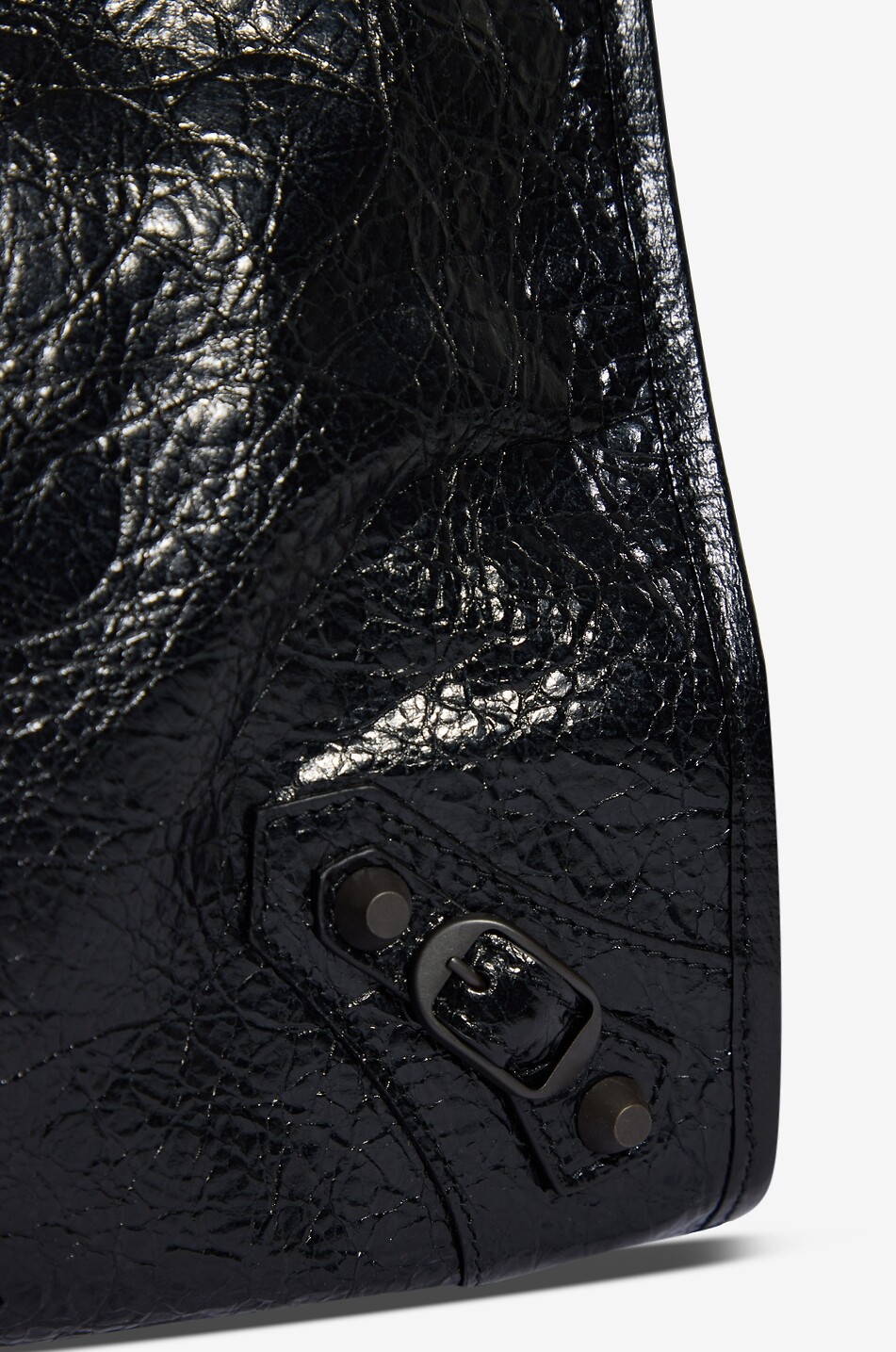 BALENCIAGA Handtasche aus geknittertem Leder Le City Damen SCHWARZ 6