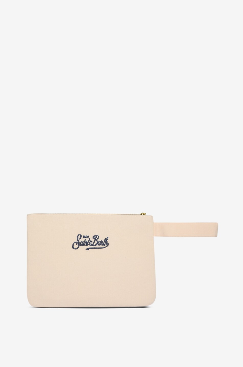 MC2 SAINT BARTH Pochette brodée de perles en toile Pearl Femme BLANC CASSE 2