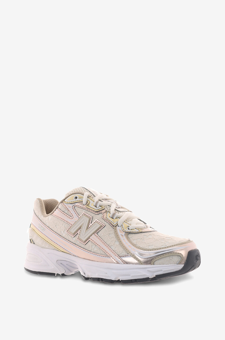 Niedrige Schnürsneakers aus Spitze und Metallic-Kunstleder 740