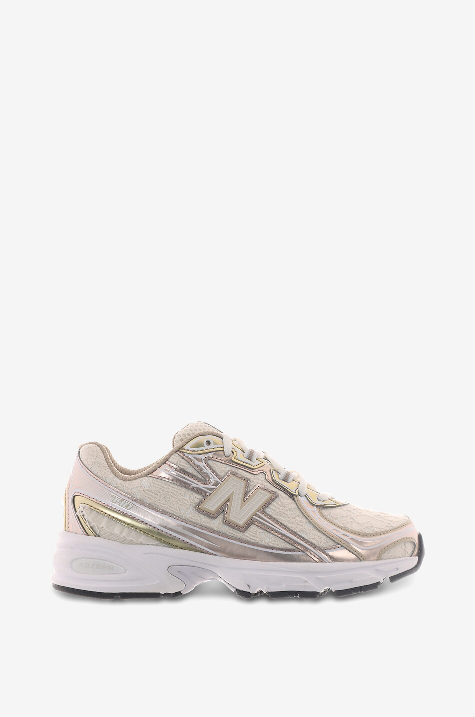 NEW BALANCE Niedrige Schnürsneakers aus Spitze und Metallic-Kunstleder 740 Damen Hellbeige 2