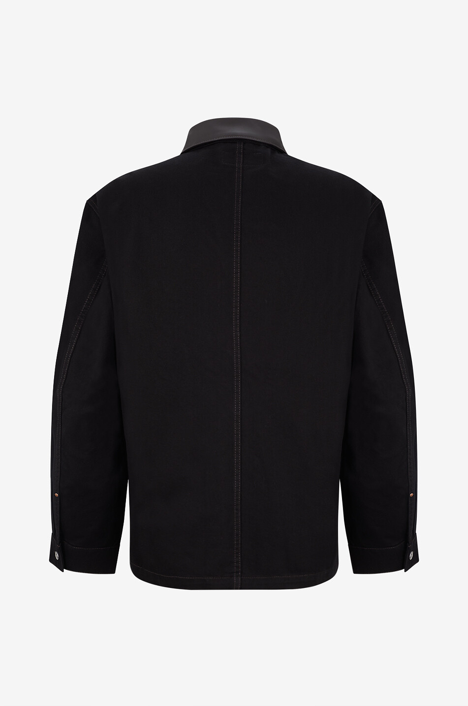 LEMAIRE Surchemise à col cuir en toile de coton Homme NOIR 2