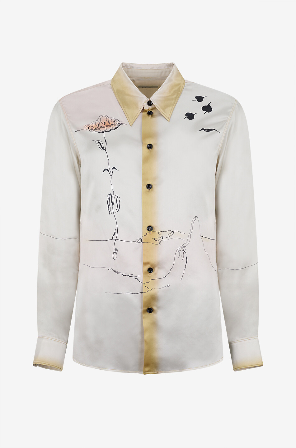 Long-sleeved printed silk shirt