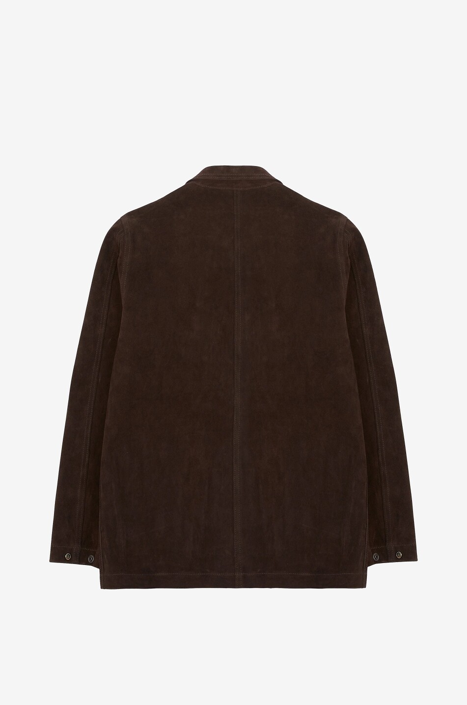 DRAKES Veste en cuir de veau daim courte Homme MARRON FONCÉ 2