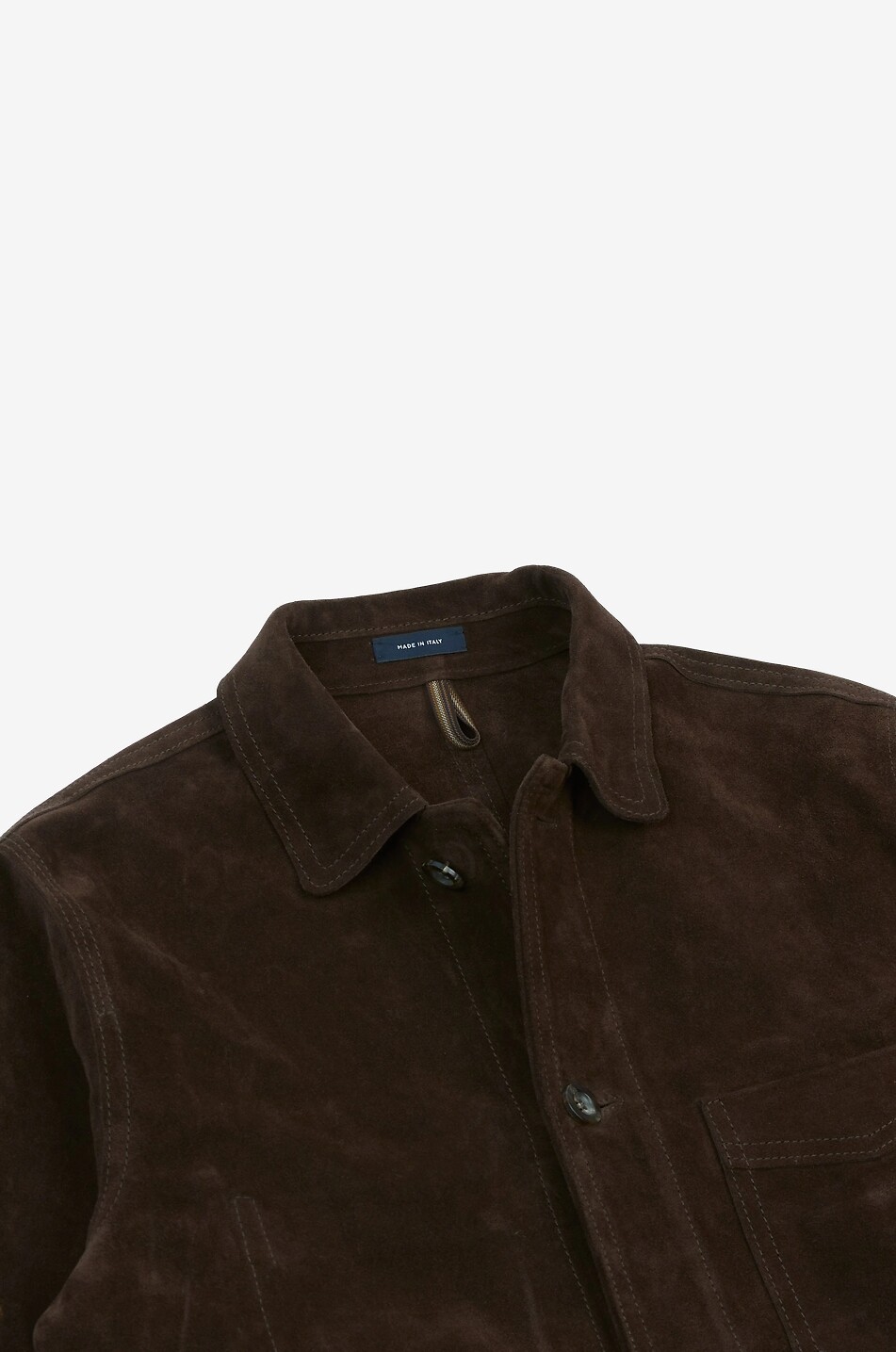 DRAKES Veste en cuir de veau daim courte Homme MARRON FONCÉ 3