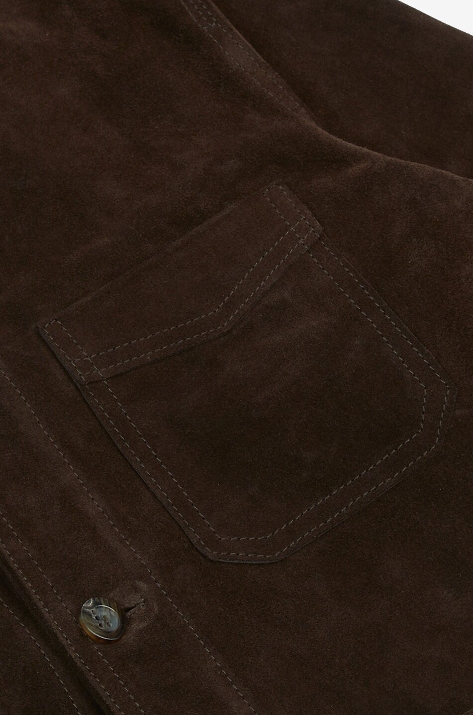 DRAKES Veste en cuir de veau daim courte Homme MARRON FONCÉ 4
