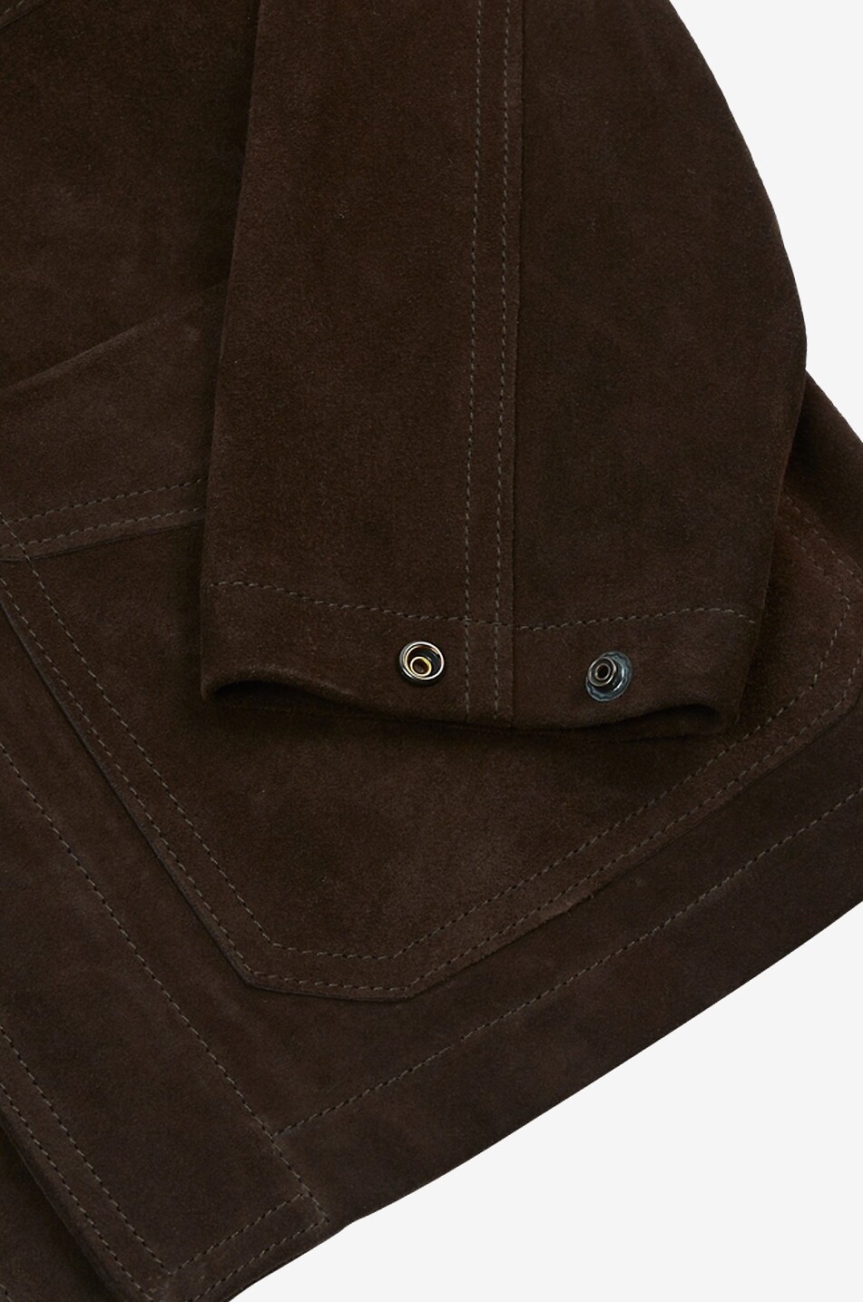 DRAKES Veste en cuir de veau daim courte Homme MARRON FONCÉ 5