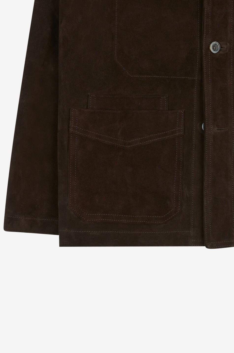 DRAKES Veste en cuir de veau daim courte Homme MARRON FONCÉ 6
