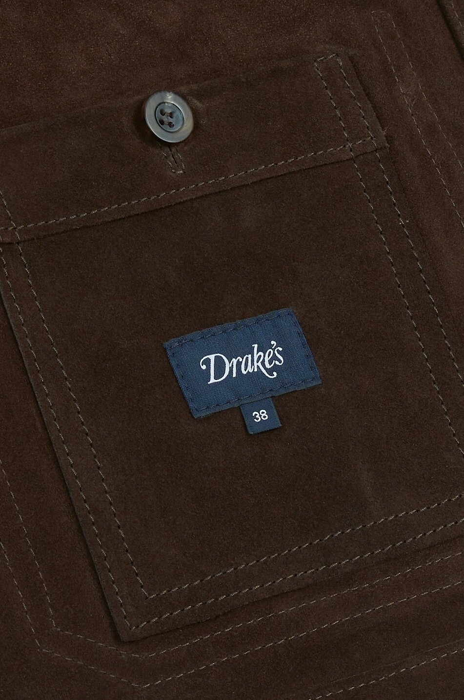 DRAKES Veste en cuir de veau daim courte Homme MARRON FONCÉ 7