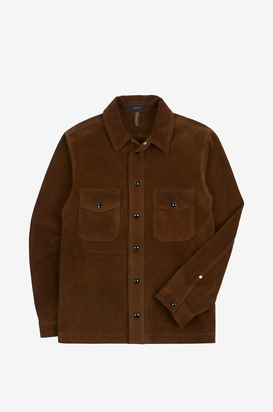 Veste en cuir courte à manches longues en daim