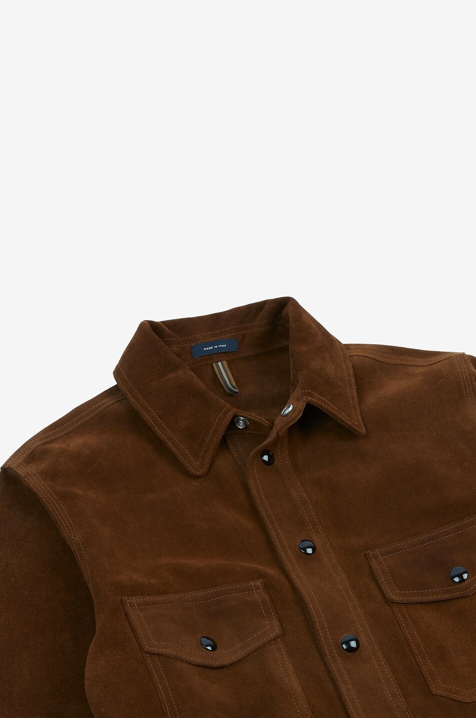 DRAKES Veste en cuir courte à manches longues en daim Homme MARRON 3