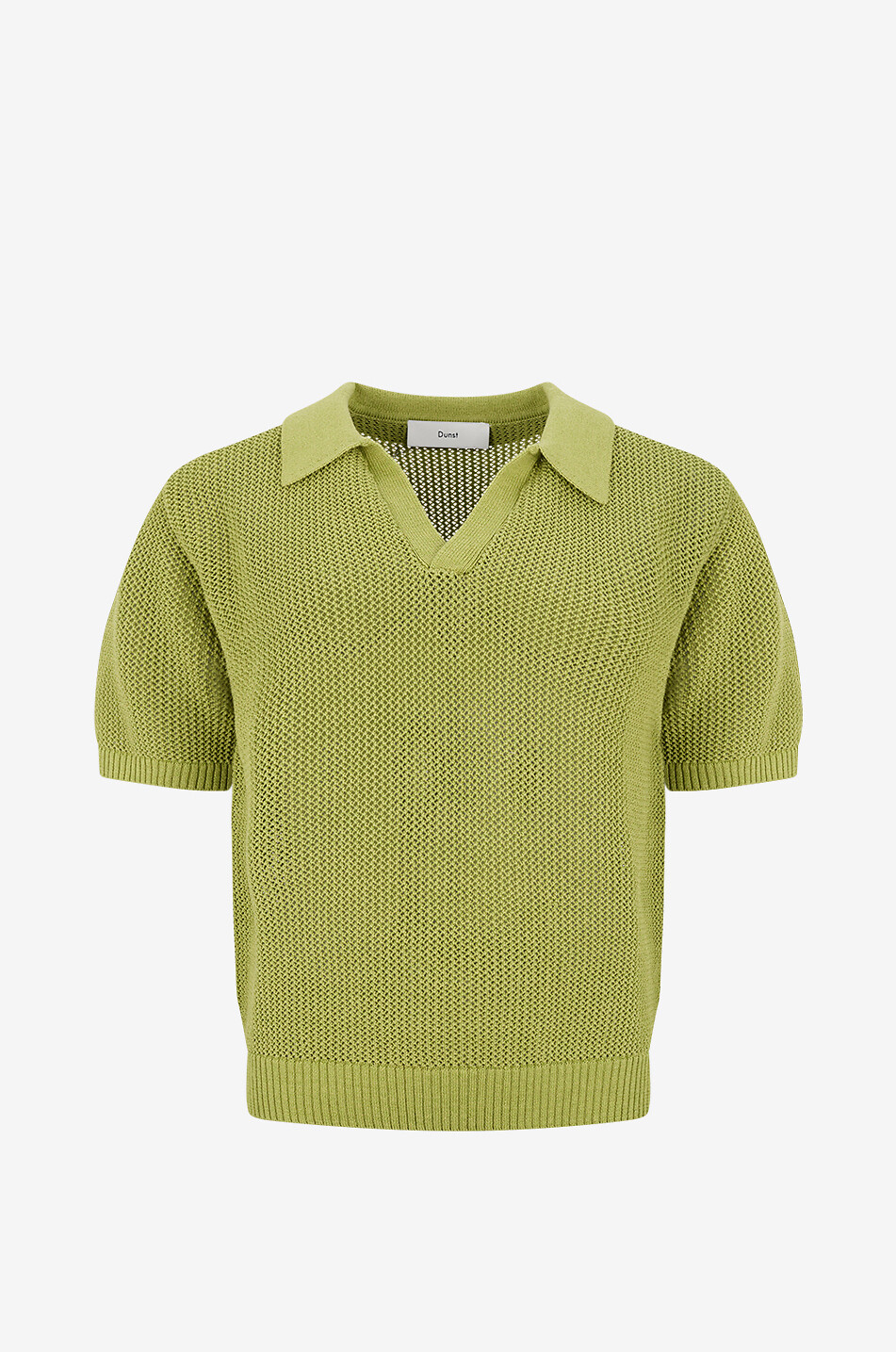 DUNST Polo ample en maille ajourée de coton et lin Femme VERT 1