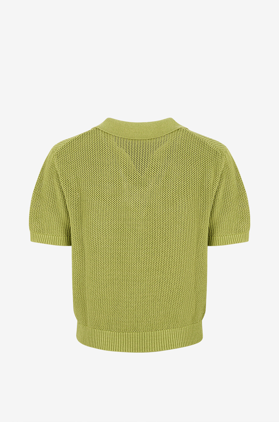 DUNST Polo ample en maille ajourée de coton et lin Femme VERT 2