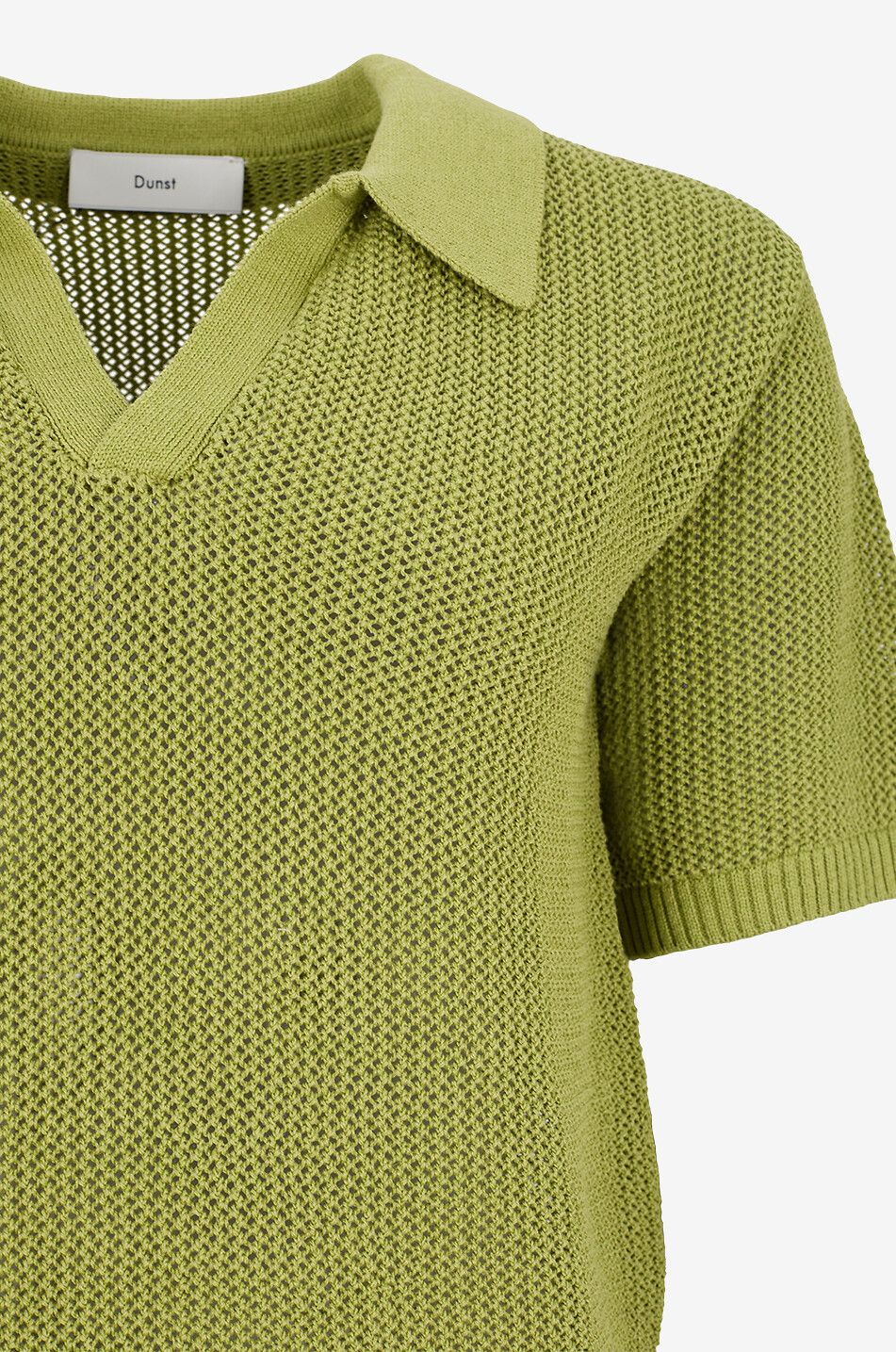 DUNST Polo ample en maille ajourée de coton et lin Femme VERT 3