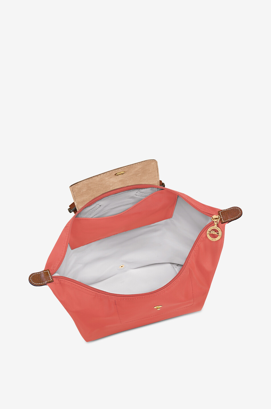 LONGCHAMP Le Pliage Original M canvas and leather backpack Women RED 4