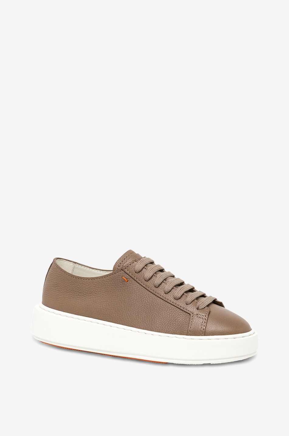 SANTONI Niedrige Schnürsneakers aus gekörntem Leder Damen BRAUN 1