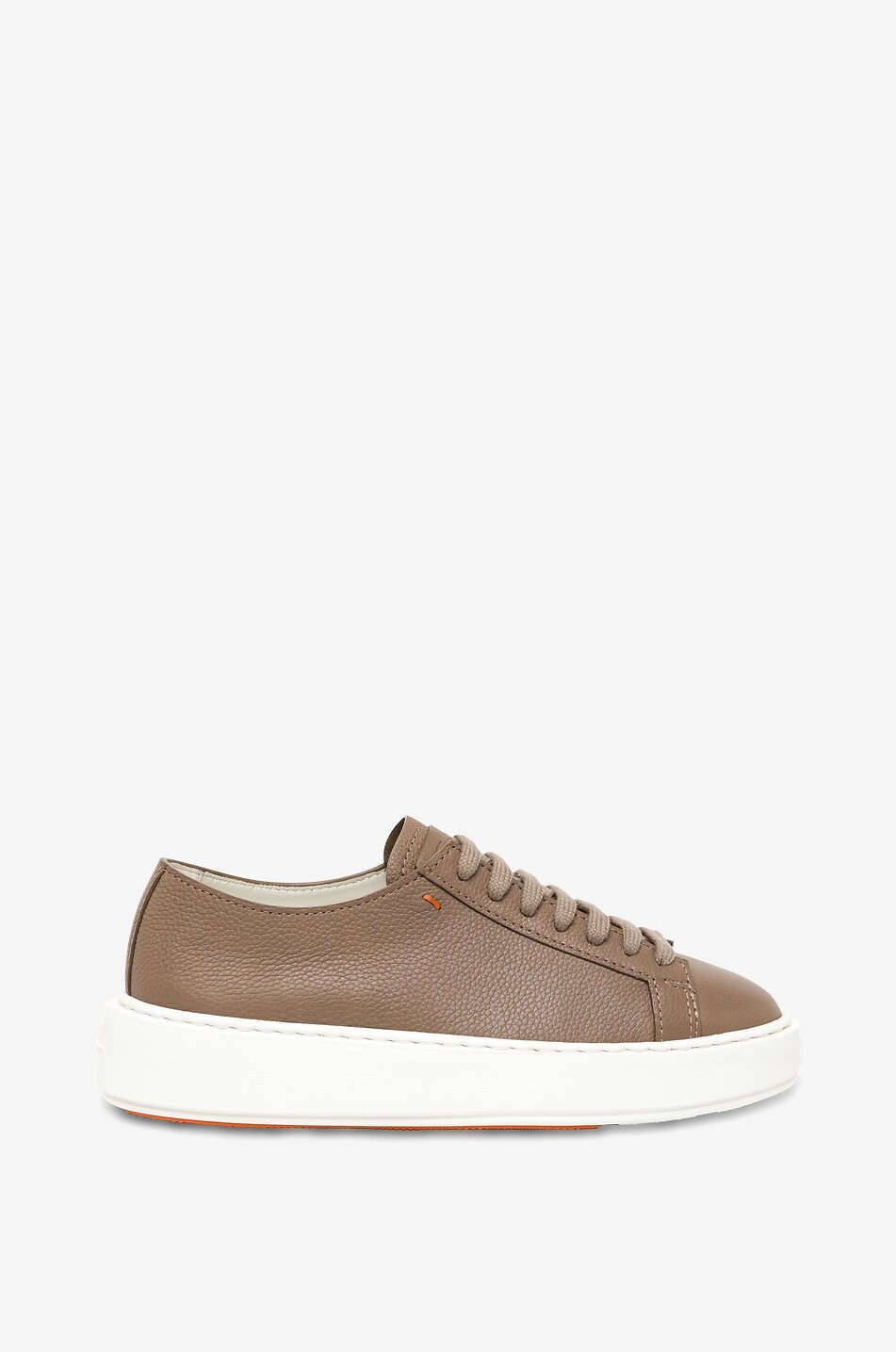 SANTONI Niedrige Schnürsneakers aus gekörntem Leder Damen BRAUN 2