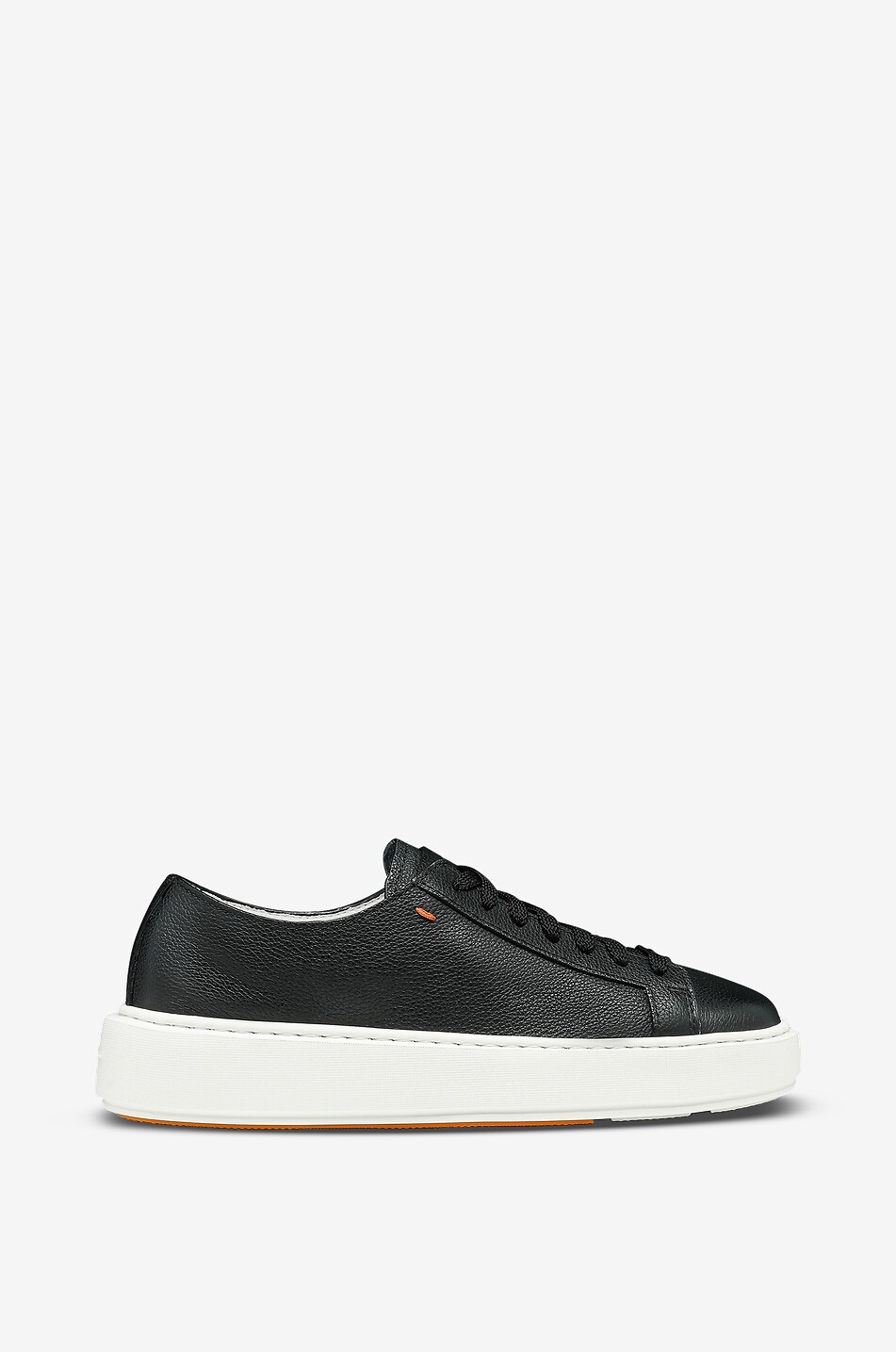 SANTONI Niedrige Schnürsneakers aus gekörntem Leder Damen SCHWARZ 2