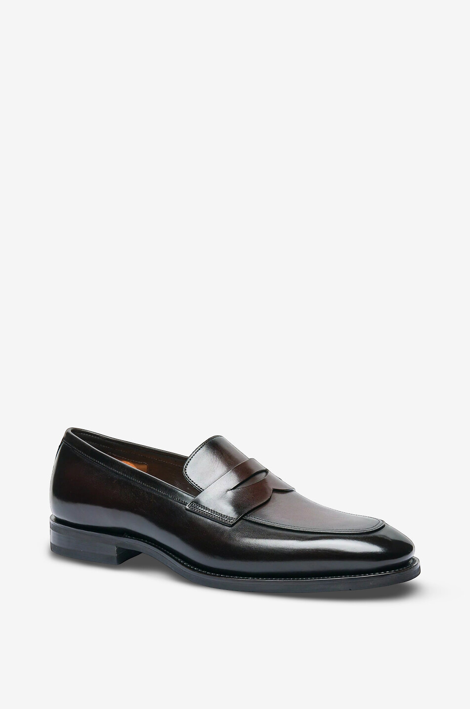SANTONI Glossy calfskin loafers Men DARK BROWN 1