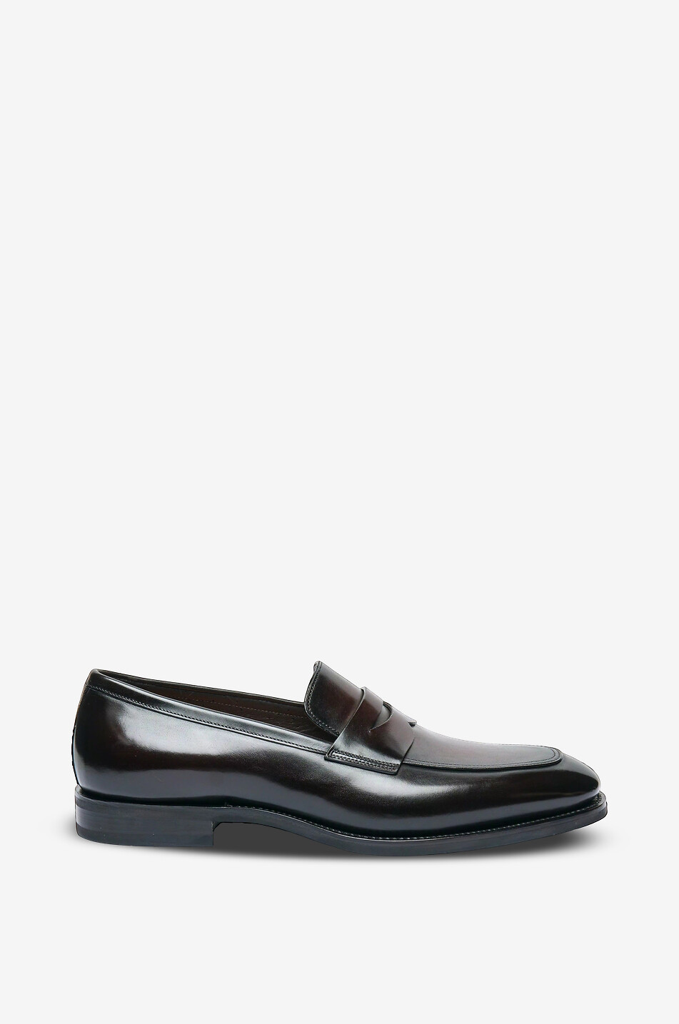 SANTONI Glossy calfskin loafers Men DARK BROWN 2