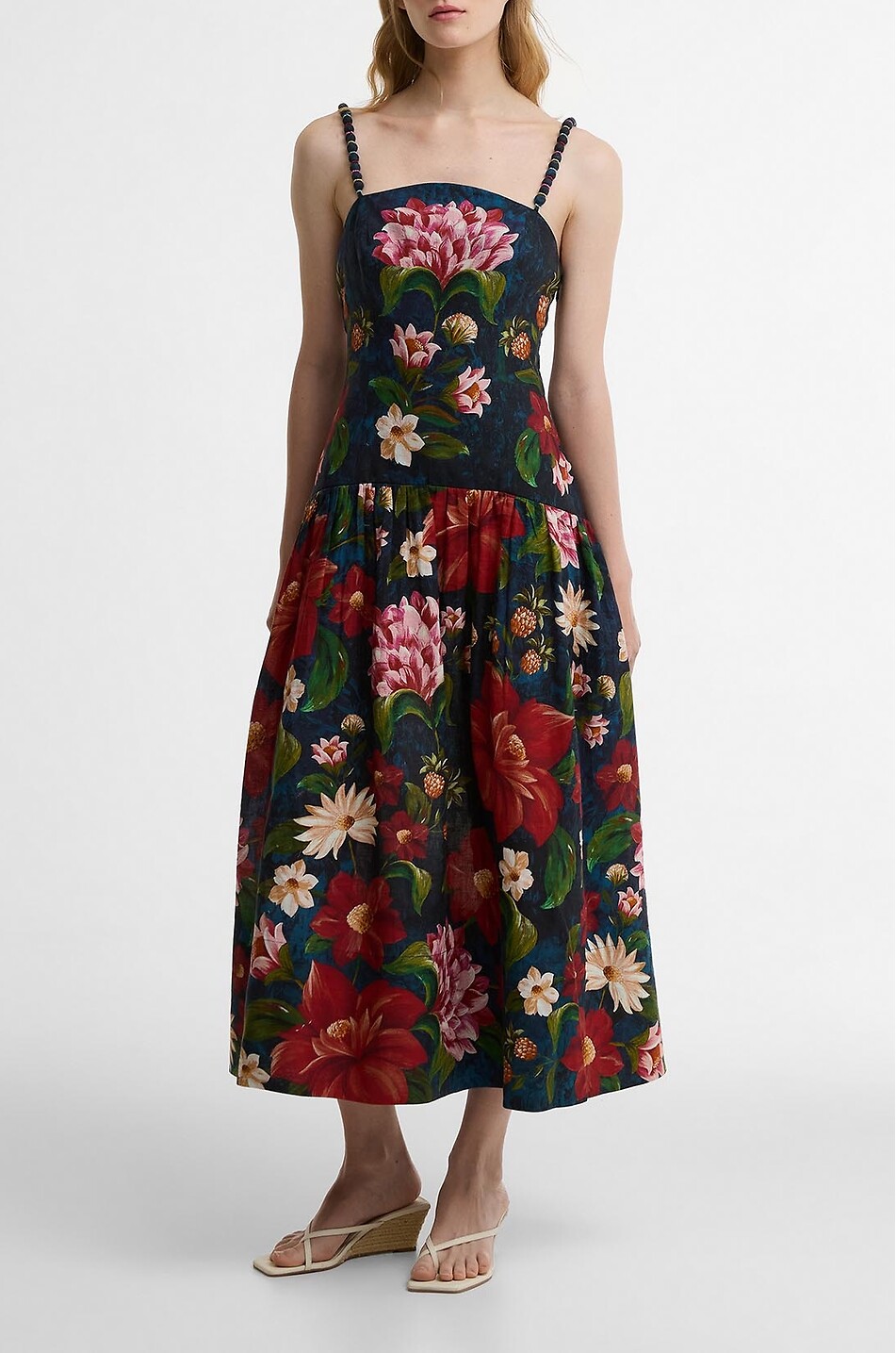 BARBOUR X FARM RIO Robe midi à bretelles fleurie Wildflower Femme MULTICOLORE 2