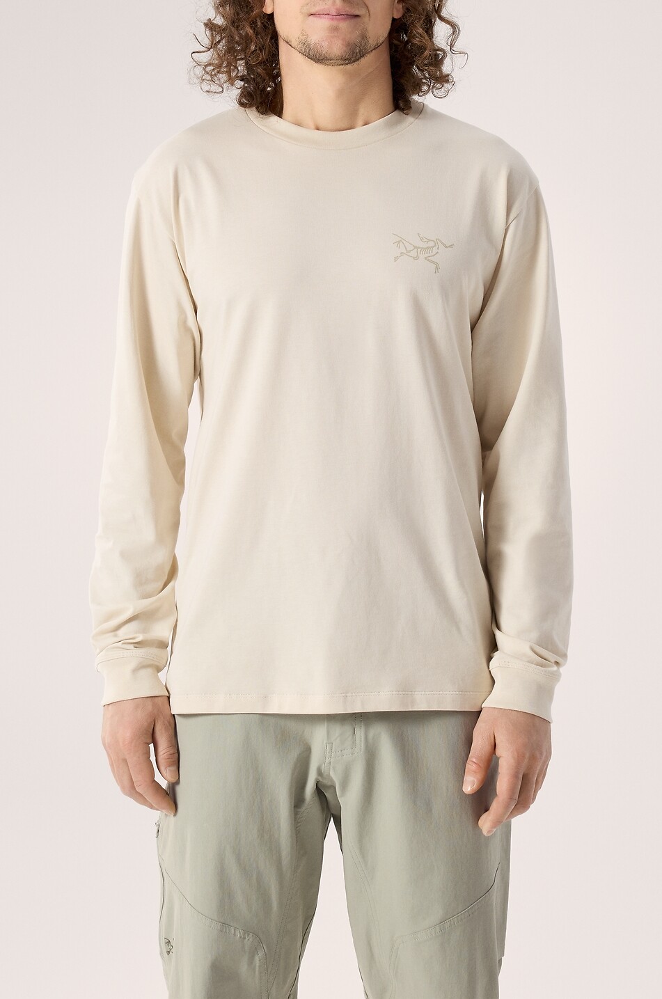 ARC'TERYX T-shirt à col rond en coton Supima Kragg SL Homme BEIGE 2