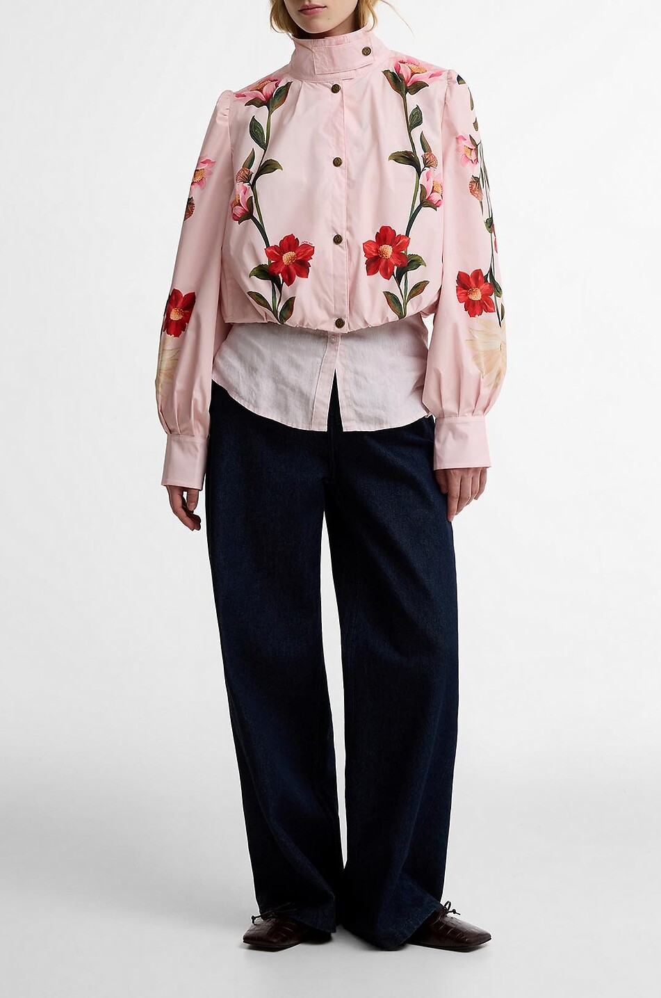 BARBOUR X FARM RIO Wasserabweisende geblümte Jacke im Boxy-Schnitt Madelena Damen ROSA 2