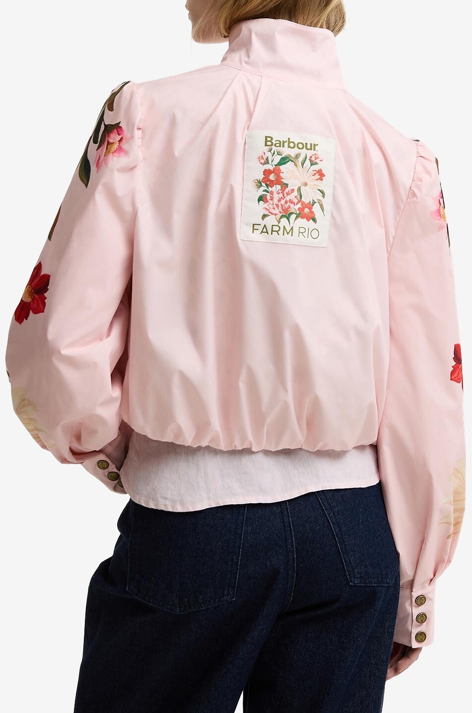 BARBOUR X FARM RIO Wasserabweisende geblümte Jacke im Boxy-Schnitt Madelena Damen ROSA 3