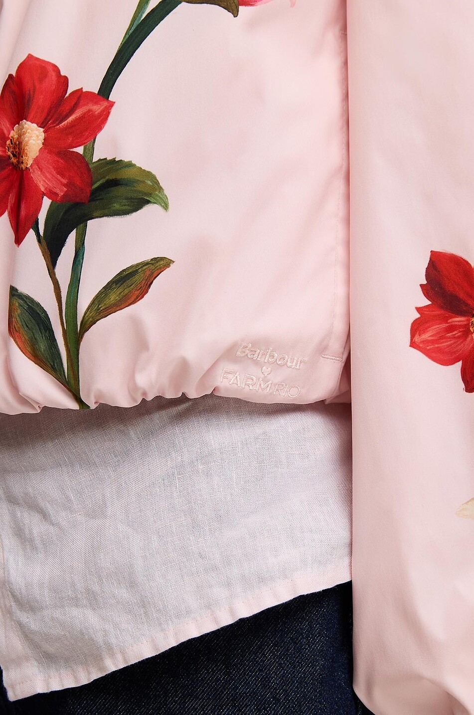 BARBOUR X FARM RIO Wasserabweisende geblümte Jacke im Boxy-Schnitt Madelena Damen ROSA 6
