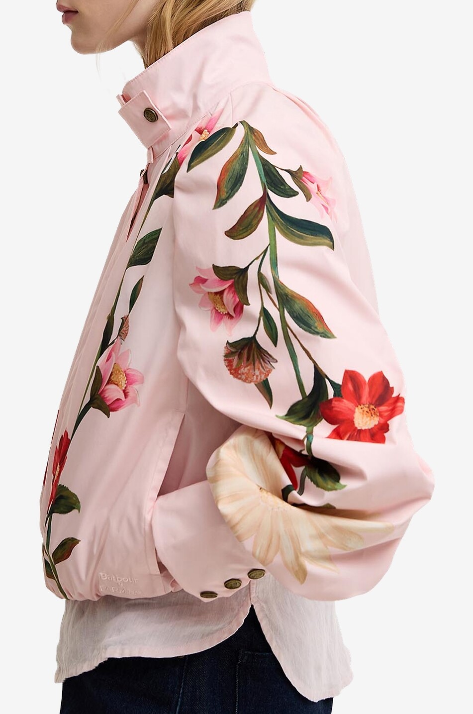 BARBOUR X FARM RIO Wasserabweisende geblümte Jacke im Boxy-Schnitt Madelena Damen ROSA 7